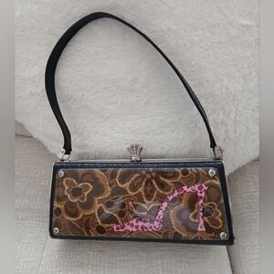 Debbie Brooks Black Silver Gem Clasp Handbag Cheetah Shoe Floral Crystals. FL